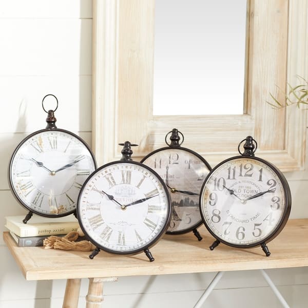 slide 2 of 13, Black Iron Vintage Clock No Theme (Set of 4) - 9 x 2 x 12