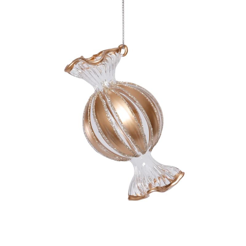 Wrapped Candy Glass Holiday Ornaments, 12 Hanging Pieces (6 Sets of 2)