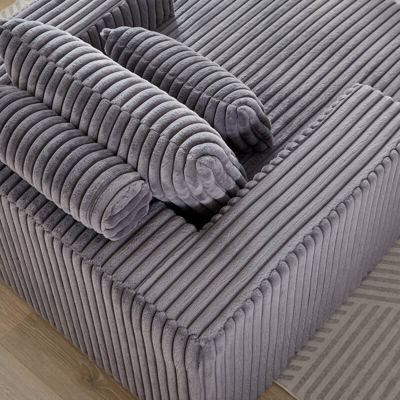 Oversized Corduroy Lounge Chair with Pillow Support - Sofa, Sleeper Couch, Chaise, Ottoman Bench