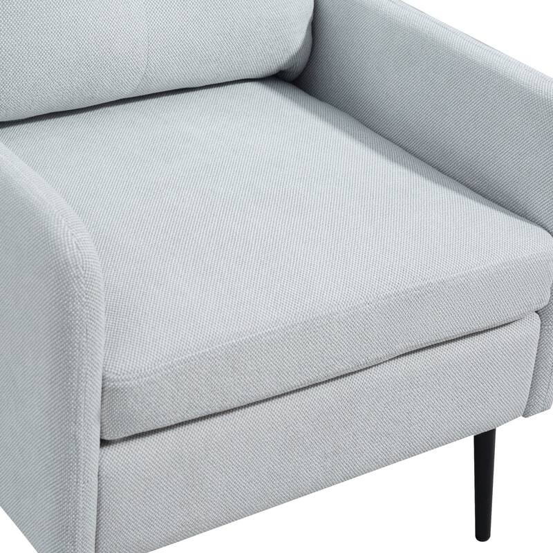 Accent Chair With Metal Black Legs,Comfy Chenille Club Fabric Armchair,Single Sofa Chair for Living Room Bedroom