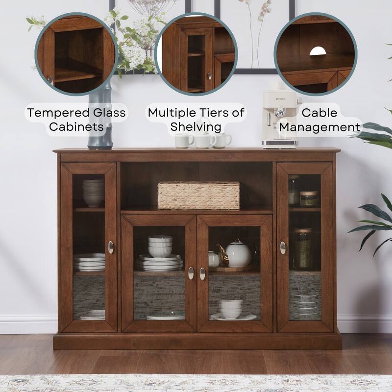 Convenience Concepts Summit Highboy 60" TV Stand with Storage Cabinets and Shelves