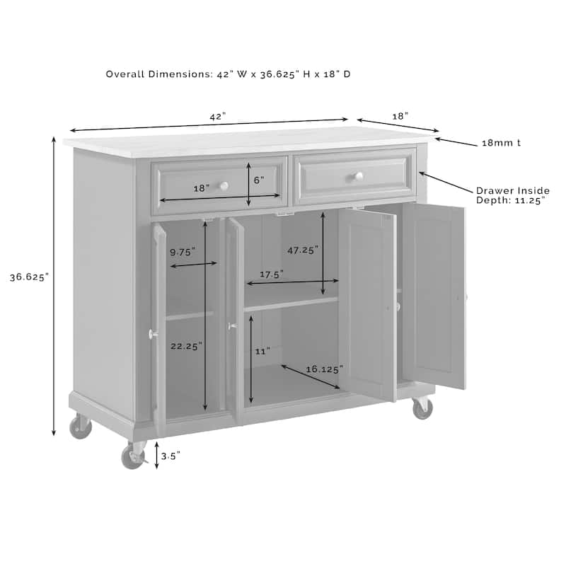 Crosley Avery Kitchen Cart - 42.13"W x 18"D x 36"H