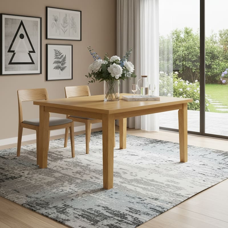 HomeRoots 54" Oak Wood Frame Base Square Dining Table - 54.00 in. x 29.50 in. x 54.00 in. - Oak - 54.00 in. x 29.50 in.  x 54.00 in.