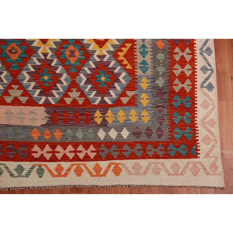 Kilim Oriental Area Rug Flatweave Reversible Tribal Wool Carpet - 8'8"x 11'4"