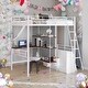 preview thumbnail 16 of 28, Twin Size Metal Loft Bed and Built-in Desk and Shelves White