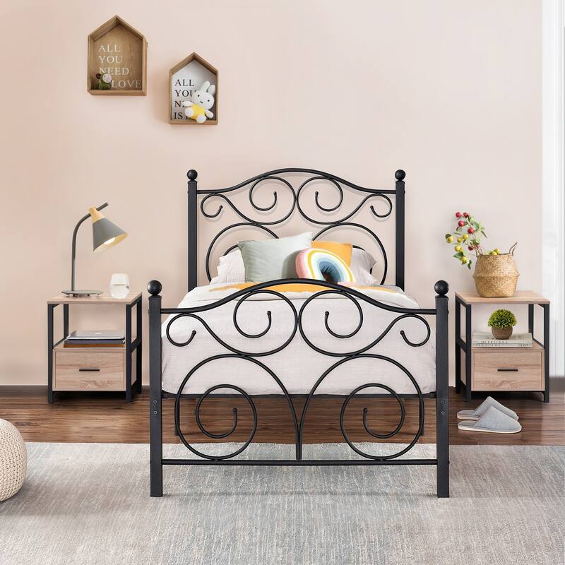 Taomika 3-Pieces Bed Frame and Modern Nightstands Sets