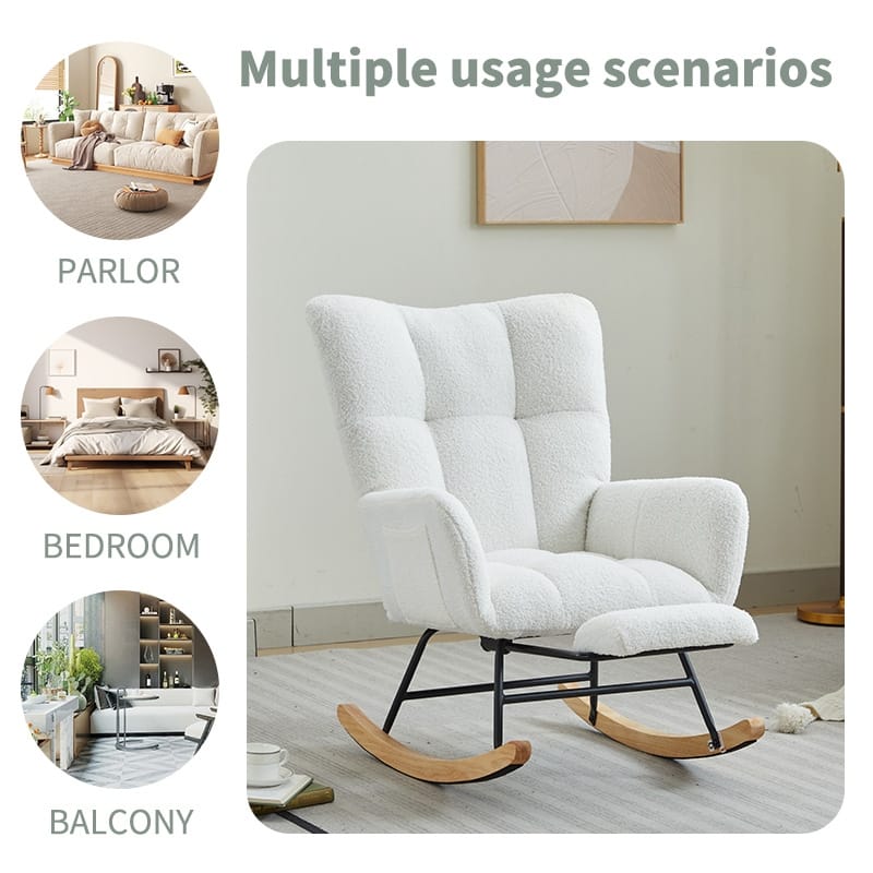 Modern Nursery Rocking Chair, Upholstered Glider Chair with High Backrest