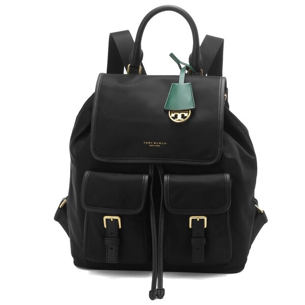 Shop Tory Burch Perry Drawstring Nylon Backpack Black - On ...