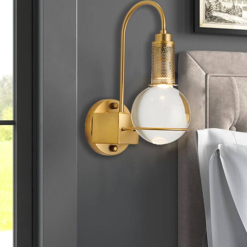 1-Light W4.7'' Antique Brass Arched Arm Wall Sconce