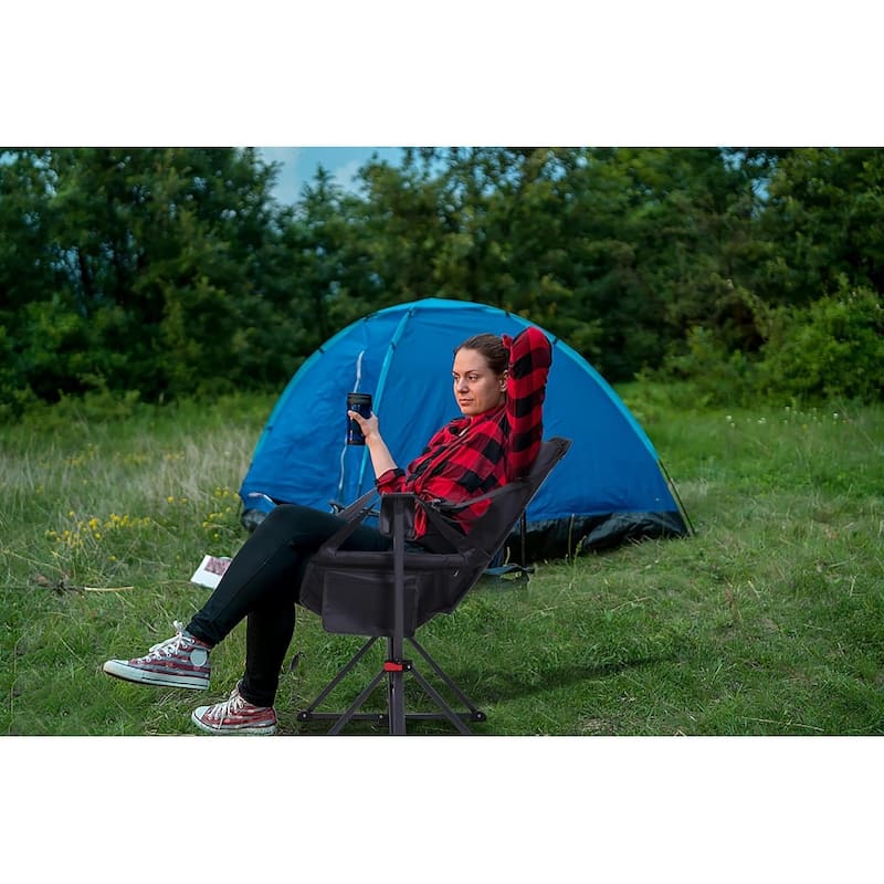 Hammock Camping Chair, Heated Chair, Camping Hammock, Swing Chair, Adjustable Back Portable with Cup Holder, Pillow