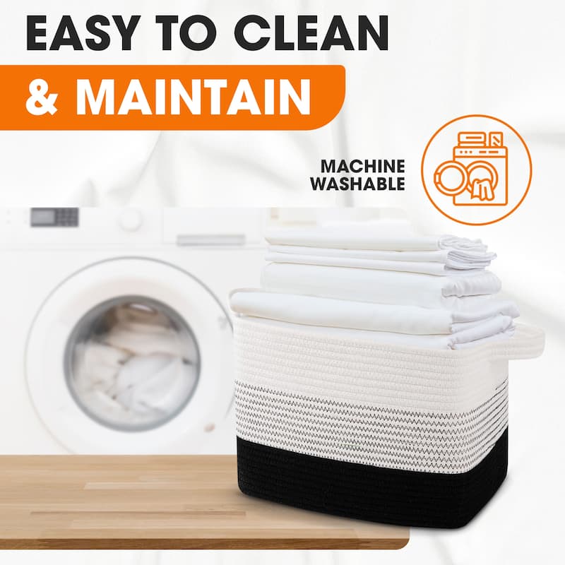 Cheer Collection 3 Piece Cotton Rope Storage Basket Set for Home Organization