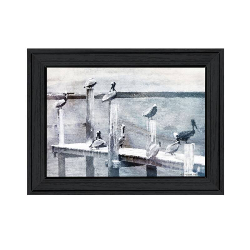TrendyDecor4U Contemporary "Birds on the Pier" Framed Print Wall Art