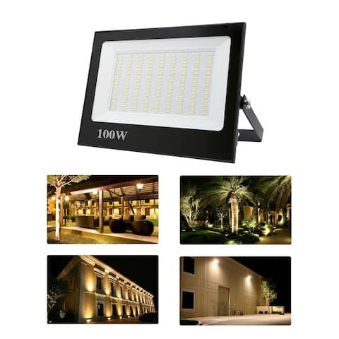 100W Super Bright Outdoor LED Floodlights,3000 - 6000K Security Light, IP66 Waterproof Exterior Security Wall Light