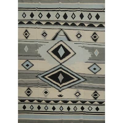 Hand Woven Oriental 100% Wool Carpet Southwestern Tribal Multi-Colored Kilim Area Rug - 10' 3'' X 8' 1''