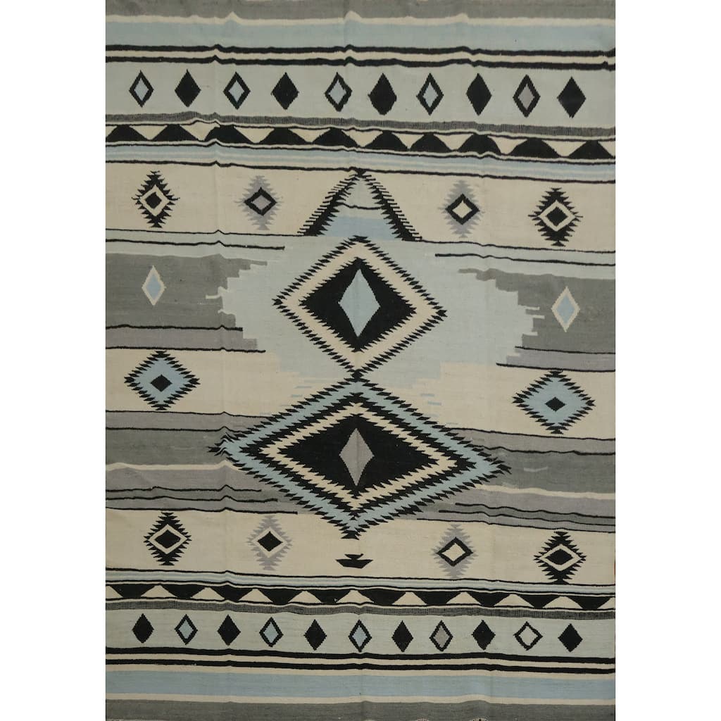 Hand Woven Oriental 100% Wool Carpet Southwestern Tribal Multi-Colored Kilim Area Rug - 10' 3'' X 8' 1''