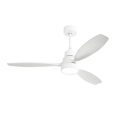 52 Inch Wooden Ceiling Fan Whit 3 Solid Wood Blades Remote Control Reversible DC Motor With Led Light