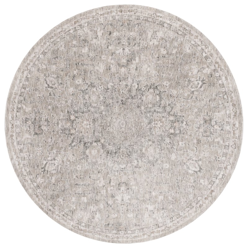SAFAVIEH Mason Belizanda Vintage Rug. - 6'3" Round - Beige/Dark Grey