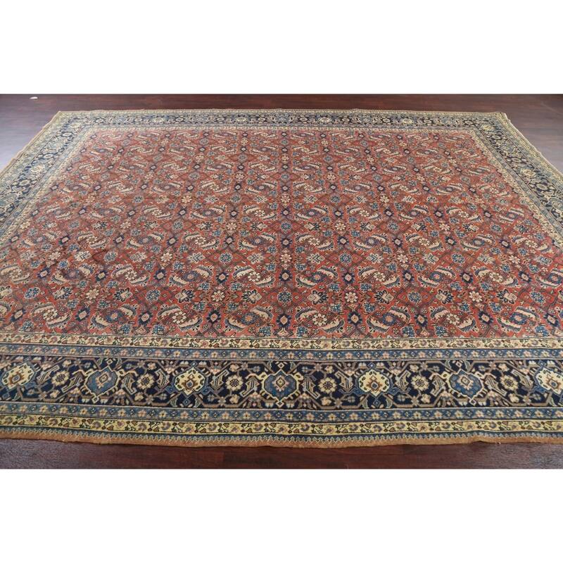 Pre-1900 Vegetable Dye Sultanabad Persian Wool Area Rug Hand-knotted - 9'3" x 12'5"