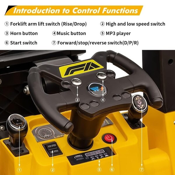 12V Kids Ride on Forklift Car, Toddles Electric Construction