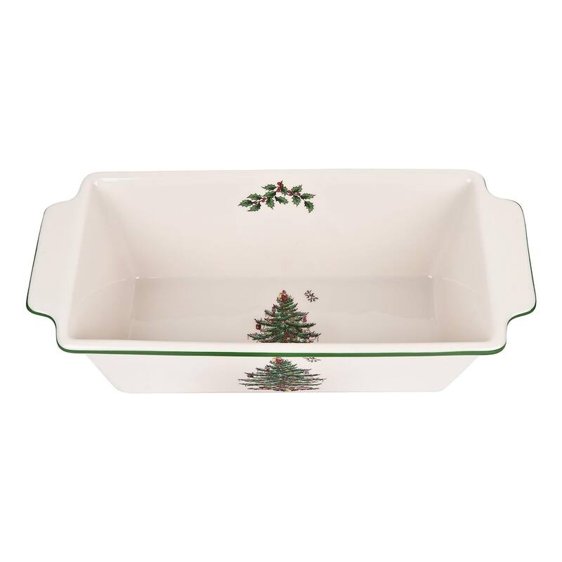 Spode Christmas Tree Loaf Pan - Multicolored - 1 Piece - 11.75" L x 5.5" W x 4" H