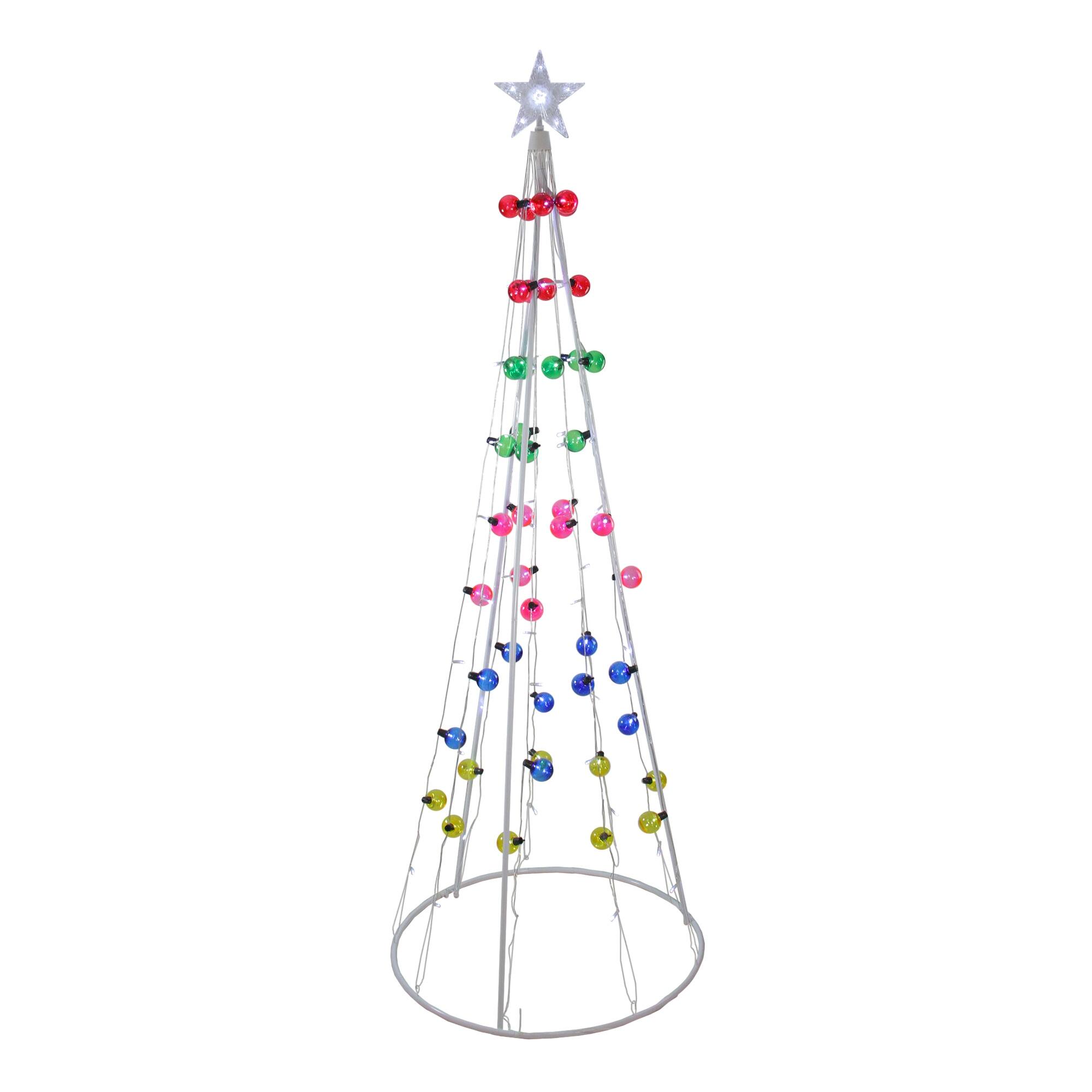 6' Multi-Colored Lighted Show Cone Christmas Tree Outdoor Decoration ...