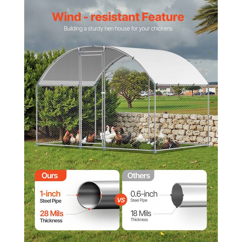 UIMOSO Metal Chicken Coop, Large Walk-in Chicken Runs with Cover, Hen House Enclosure with Security Lock