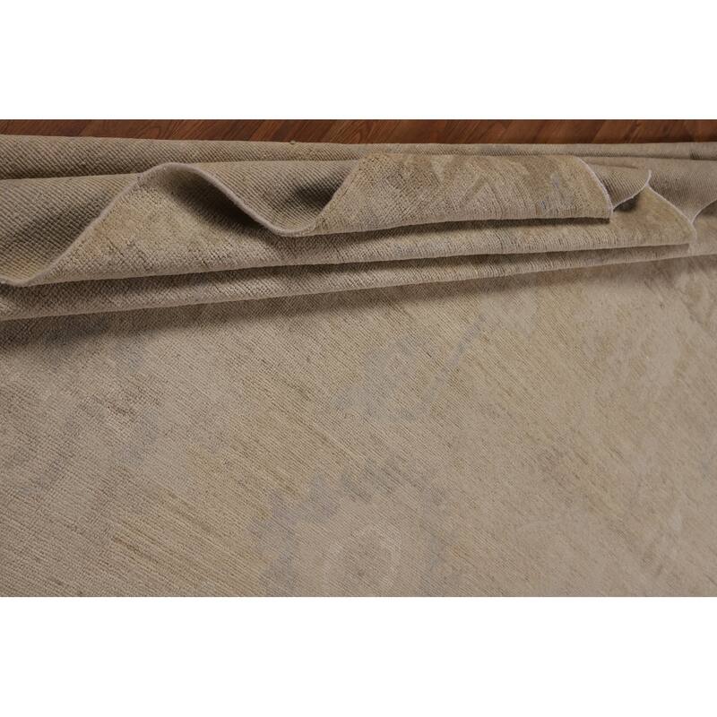 Vegetable Dye Oushak Oriental Large Rug Handmade Floral Wool Carpet - 11'10"x 14'1"