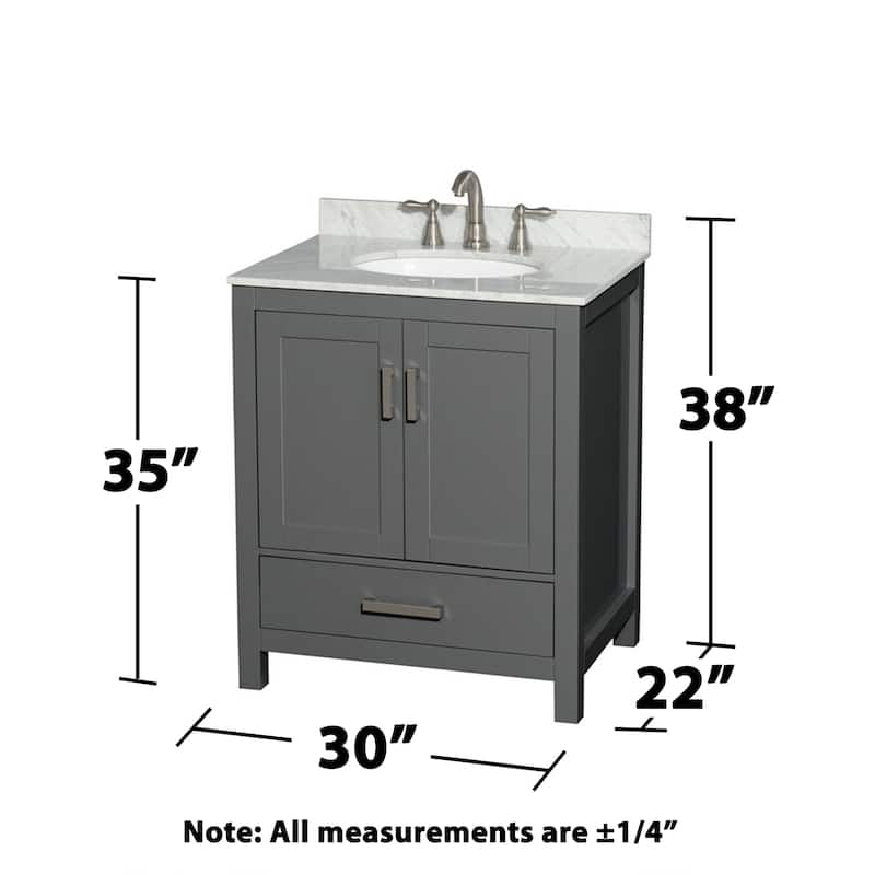 Wyndham Collection Sheffield 30" Freestanding Vanity Set with Hardwood