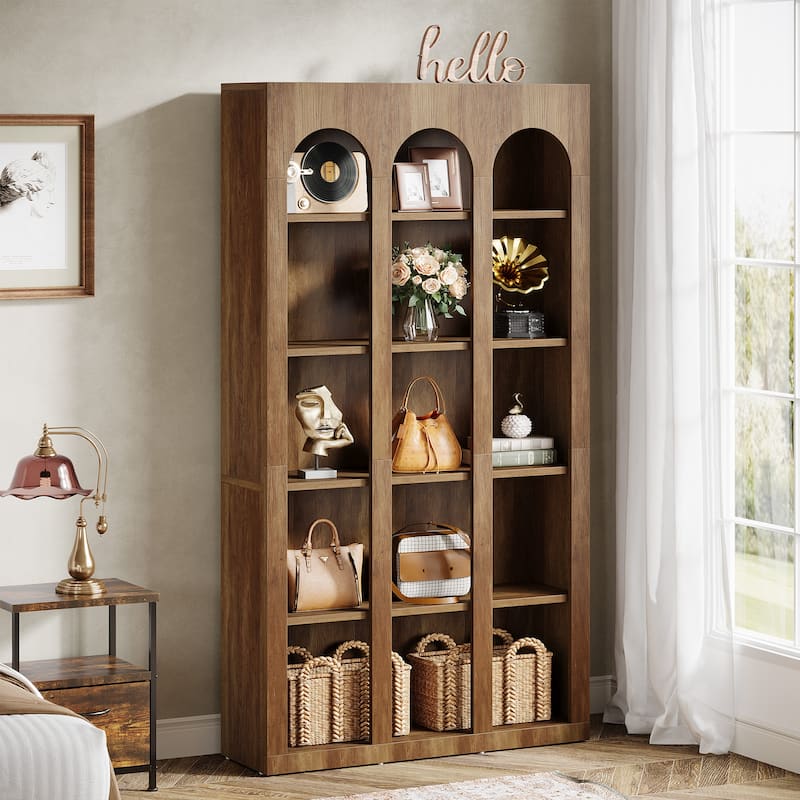 5-Tier Arched Bookshelf, 70.87-Inch Tall Bookcase for Home Office, Living Room - 39.37" W x 11.81" D x 70.87" H
