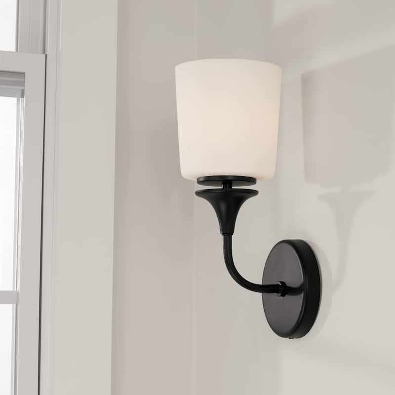 Presley 1-light Wall Sconce w-Soft White Glass