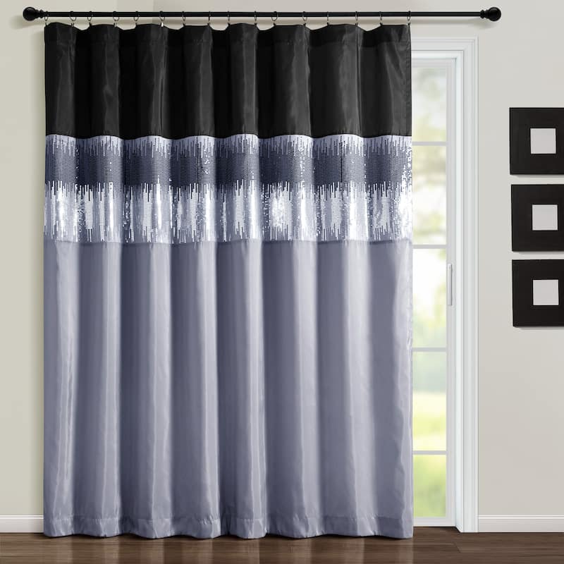 Lush Decor Night Sky Wide Width Single Curtain Panel (1Panel) - 84" x 100" - Black/Gray