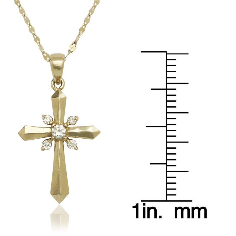 Curata 14K Gold 18" Cubic Zirconia Natal Cross Necklace
