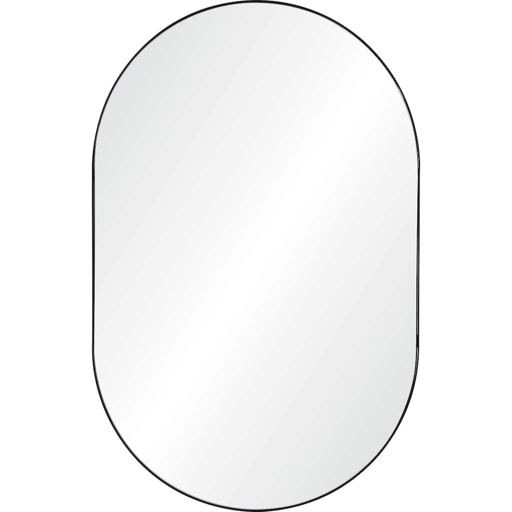 40" Black and Clear Minimal Oval Framed Wall Mirror
