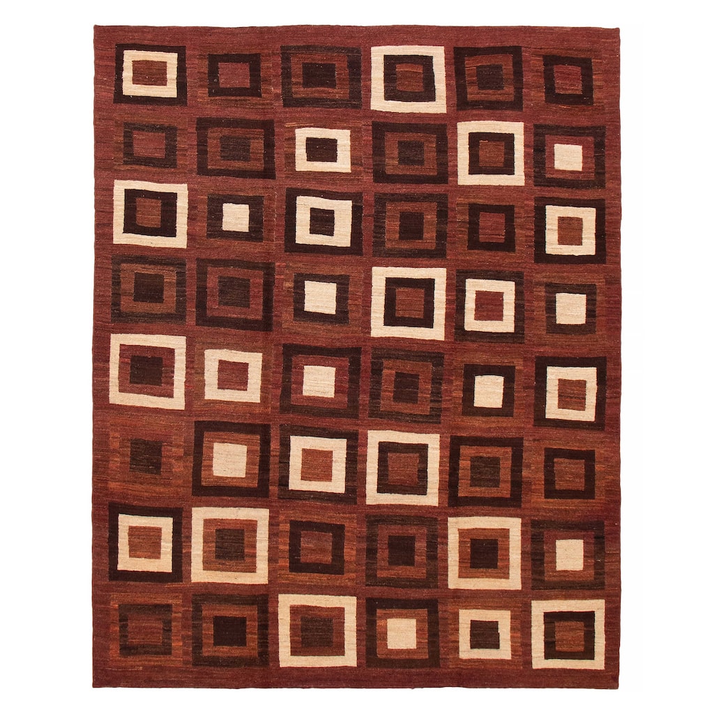 ECARPETGALLERY Flat-Weave Natural Red Wool Tapestry Kilim - 7'10 x 10'0