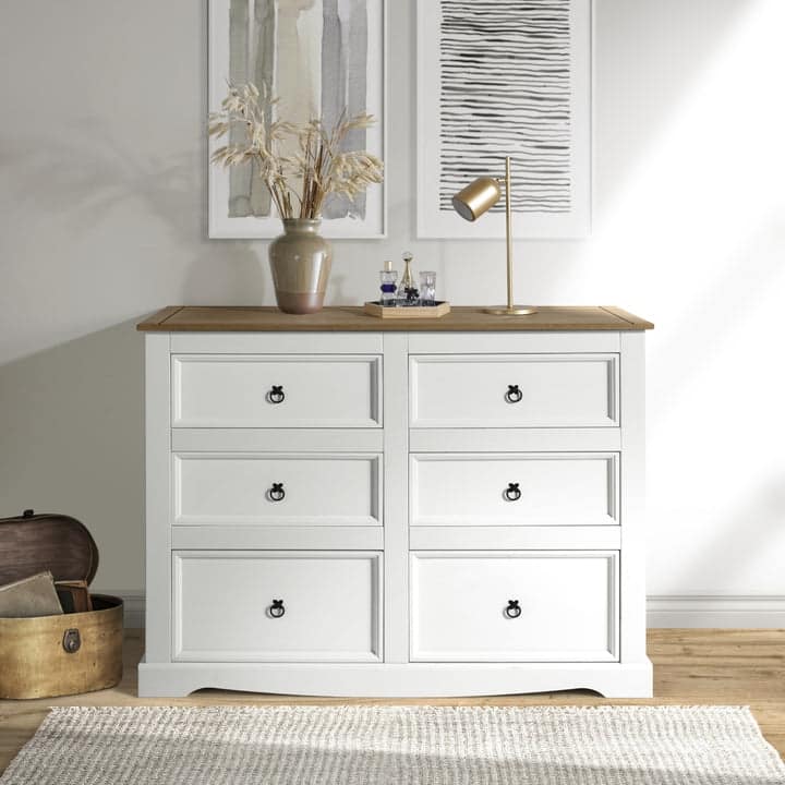 Wood Dresser 3+3 Drawers Chest Corona Collection | Furniture Dash