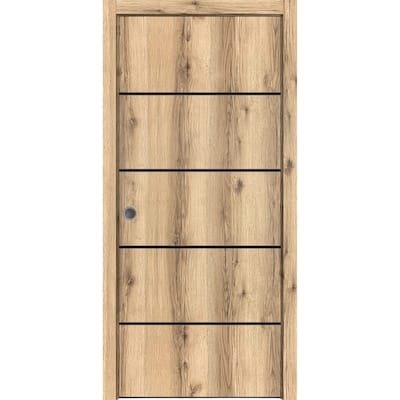 French Pocket Door 18 x 80 with Planum 0015 Oak with Kit Trims Rail