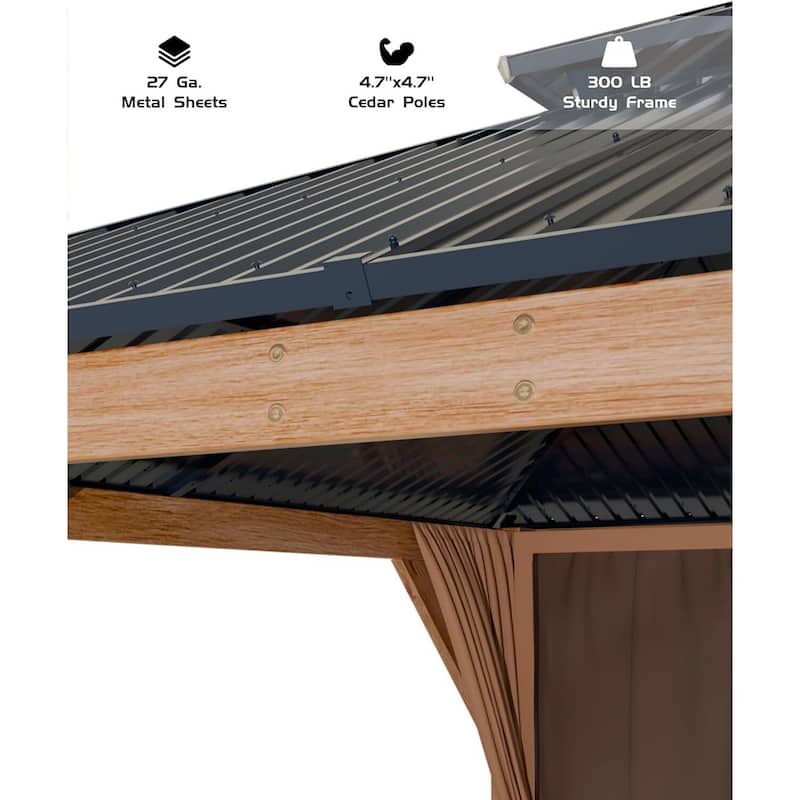 10'x10' Wood Hardtop Gazebo for Patio, Deck, Backyard, Lawn, and Garden - 10X10 Ft