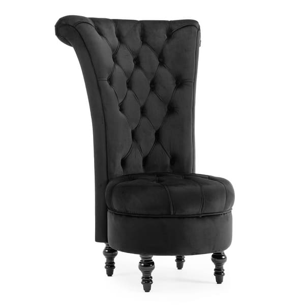 Shop Black Friday Deals On Belleze Classic Modern Armless Velvet Renaissance High Back Button Tufted Accent Chair Black On Sale Overstock 24219131