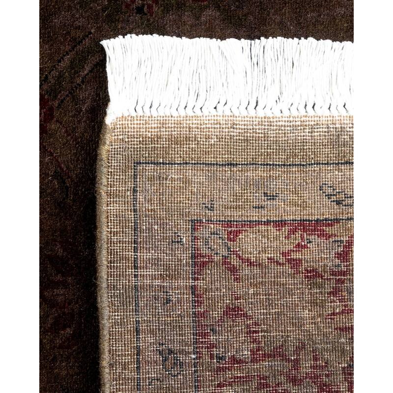Overton Hand Knotted Wool Vintage Inspired Modern Contemporary Overdyed Brown Runner Rug - 2' 6" x 10' 8"