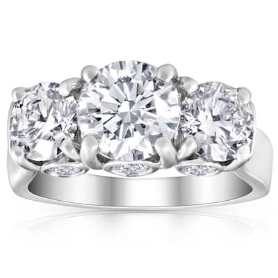 4 5/8 Ct TW Three Stone Diamond Engagement Ring White Gold Lab Grown