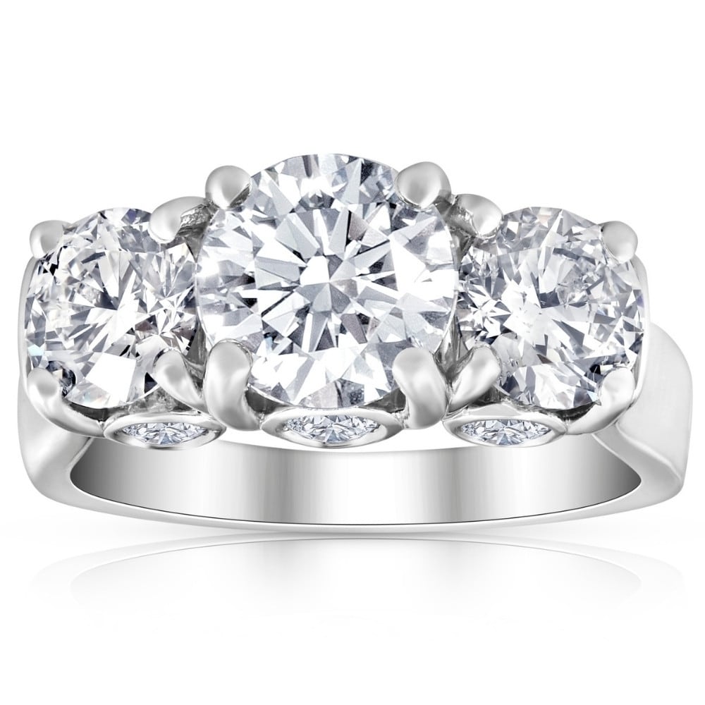 Bliss Diamond 4 5/8 Ct TW Three Stone Diamond Engagement Ring White Gold Lab Grown