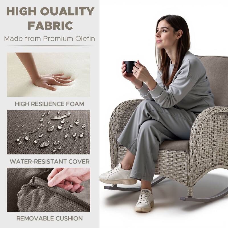 7-Piece Sofa with Rocking Chairs Ottomans and Table Set