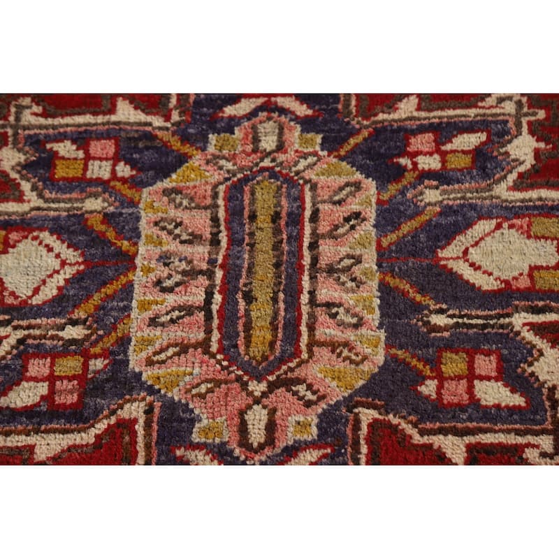 Handmade Vegetable Dye Heriz Persian Vintage Runner Rug - 3'6"x 10'8"