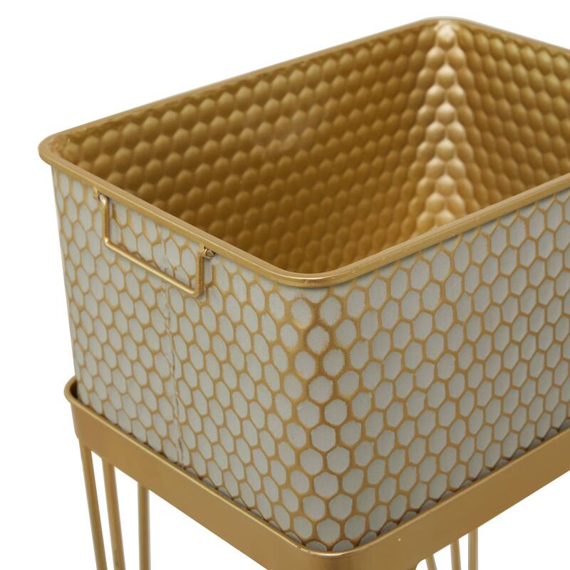 Metal Planter with Removable Stand - Set of 2 Gold - CosmoLiving by Cosmopolitan - 12"W x 15"L x 30"H