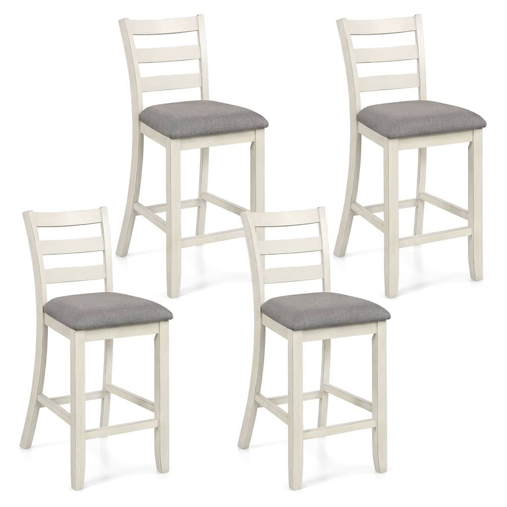 Gymax Bar Stools Set of 4 Upholstered Counter Height Barstools
