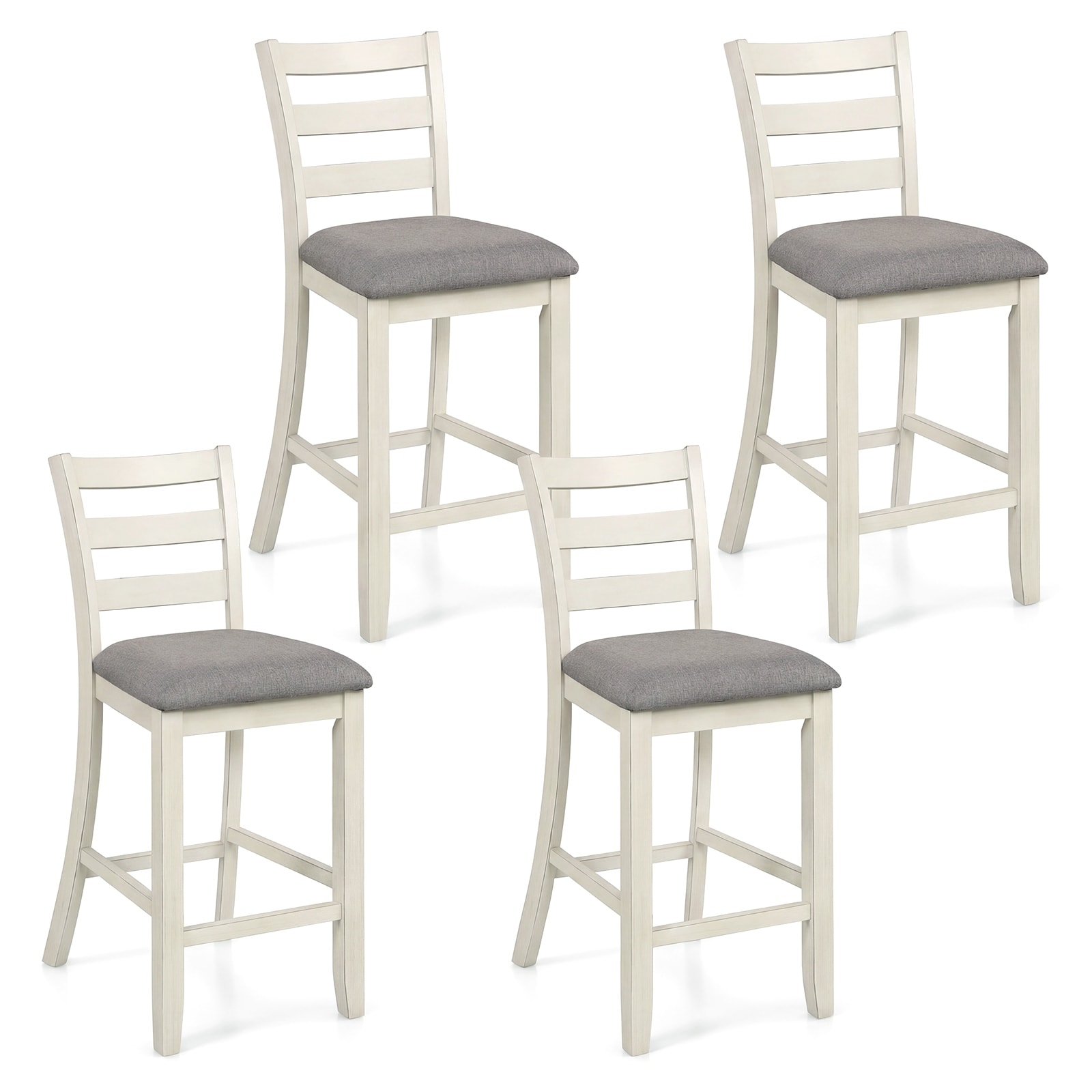 Gymax Bar Stools Set of 4 Upholstered Counter Height Barstools