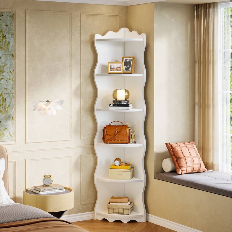 6-Tier Corner Shelf, 70.8 Inch Tall Corner Bookcase and Bookshelves