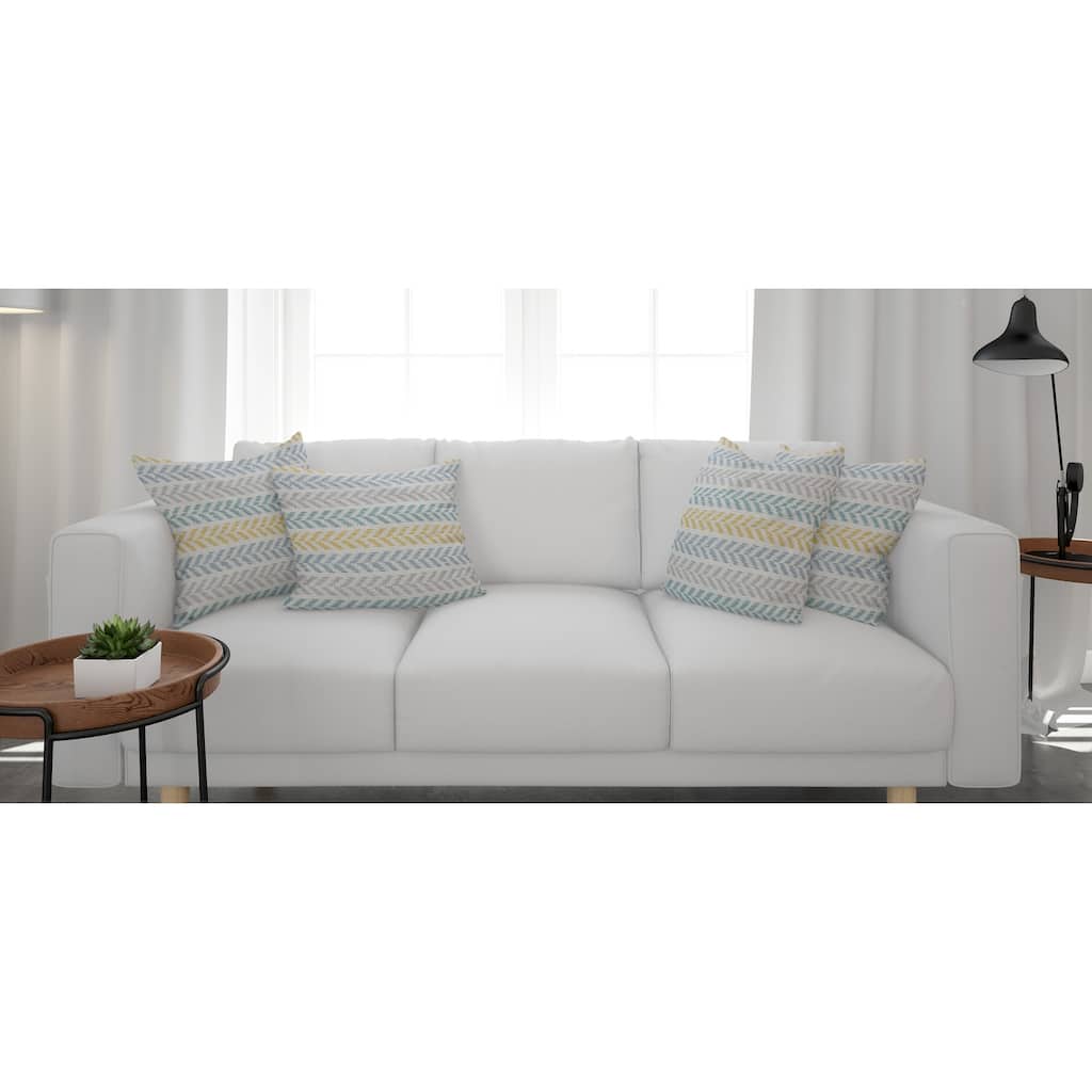 Aquila Set of 4 Coastal Chevron Cotton Throw Pillow Covers, 18" x 18", 4 PCS (Covers Only) by Sevita