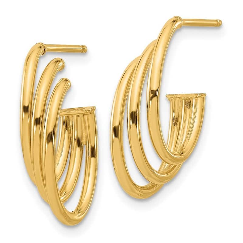 Curata 14k Yellow Gold Polished 20.18x12.2mm J Hoop Post Earrings