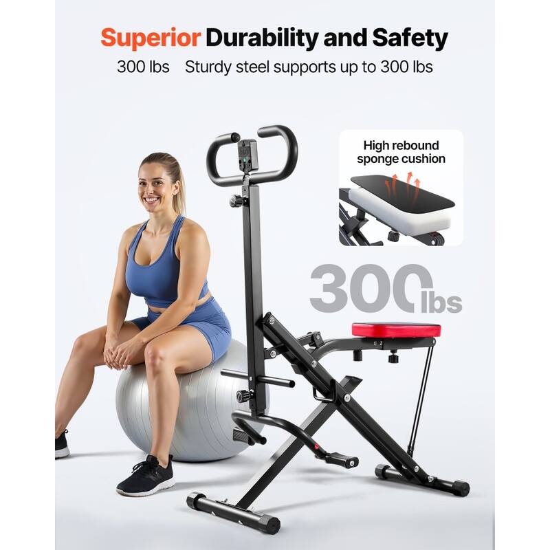 Black Steel Deep Squat Training Machine with Adjustable Seat and Resistance Bands - 35.4 x 22.8 x 44.1 in